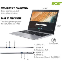 Load image into Gallery viewer, Acer Chromebook 315 Laptop for Business, 15.6&quot; HD Display, Intel Celeron N4020, 4GB RAM 64GB eMMC, Intel UHD Graphics, Chrom OS
