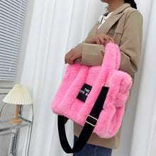 Load image into Gallery viewer, Designer Faux Fur Tote Bag for Women Luxury Handbags Autumn Winter Plush Shoulder Crossbody
