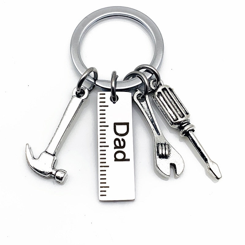 Fashion Dad Letters Keychains Creative Hammer Screwdriver Wrench Keyring Handbag Decor Tassel Hanging Pendant Father Day Gifts