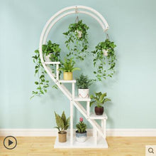 Load image into Gallery viewer, Living room household flower shelf, multi-storey indoor balcony iron circular shelf, decorative green lotus pendant orchid shelf
