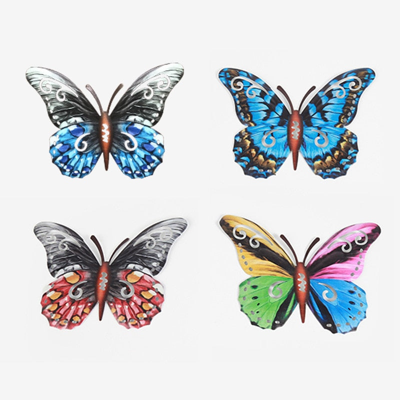 New 4Pcs Metal Butterfly Wall Art Hanging Decor Butterflies Iron Art Wall Decoration  Hanging Butterflies Iron Craft