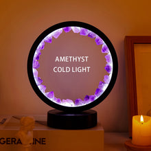 Load image into Gallery viewer, LED Rechargeable Bedside Lamp Natural Quartz Amethyst Cluster Night Lamp Bedroom Desk Network Circle Decorative Lights
