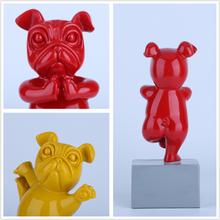 Load image into Gallery viewer, Lovely Yoga French Bulldog Statue Resin Figurines Nordic Creative Cartoon Animals Sculpture Children&#39; Room Decor Crafts
