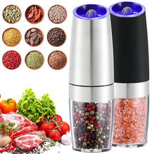 Load image into Gallery viewer, 2pcs Electric Pepper Mill Stainless Steel Automatic Gravity Shaker Salt and Pepper Grinder Set Spice Mills Kitchen Grinding Tool
