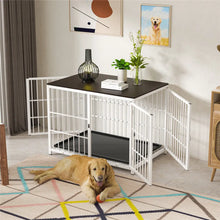 Load image into Gallery viewer, Heavy Duty Dog Kennels Metal Wooden Dog Crate End Table Furniture Style Pet Cage with Three Doors and Removable Tray
