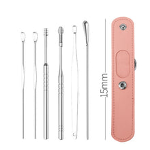 Load image into Gallery viewer, 6 Pcs Stainless Steel Earpick Set Ear Vax Remover Double Headed Spiral Cleaning Tools Curette Spoon Care
