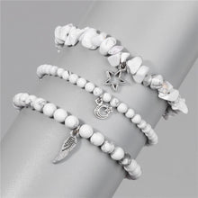 Load image into Gallery viewer, 3Pcs/set Natural Amethysts Stone Beads Bracelet Star Moon Feather Pendant Bracelets
