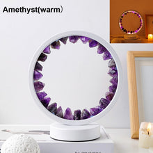 Load image into Gallery viewer, LED Rechargeable Bedside Lamp Natural Quartz Amethyst Cluster Night Lamp Bedroom Desk Network Circle Decorative Lights
