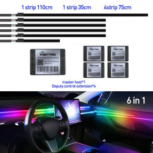 Load image into Gallery viewer, Full Color Streamer Car Ambient Lights RGB 64 Color Universal LED Interior Hidden Acrylic Strip Symphony Atmosphere Lamp
