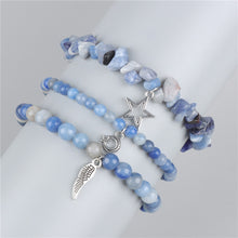 Load image into Gallery viewer, 3Pcs/set Natural Amethysts Stone Beads Bracelet Star Moon Feather Pendant Bracelets
