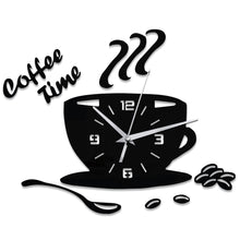 Load image into Gallery viewer, 3D DIY Mirror Coffee Time Clock Acrylic Wall Clock Modern for Kitchen Home Decor Cup Shape Wall Sticker
