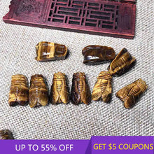 Load image into Gallery viewer, AAA Natural Tiger&#39;s Eye Rock Stone Quartz Cicada Carving Healing Crystal Gemstone Carved Cicadas Pendant W/ Hole Home Decor Gift
