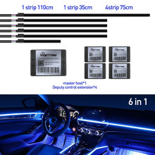 Load image into Gallery viewer, Full Color Streamer Car Ambient Lights RGB 64 Color Universal LED Interior Hidden Acrylic Strip Symphony Atmosphere Lamp
