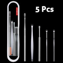 Load image into Gallery viewer, 6 Pcs Stainless Steel Earpick Set Ear Vax Remover Double Headed Spiral Cleaning Tools Curette Spoon Care
