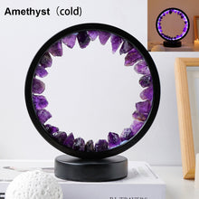 Load image into Gallery viewer, LED Rechargeable Bedside Lamp Natural Quartz Amethyst Cluster Night Lamp Bedroom Desk Network Circle Decorative Lights
