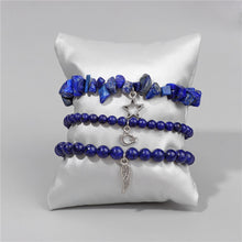 Load image into Gallery viewer, 3Pcs/set Natural Amethysts Stone Beads Bracelet Star Moon Feather Pendant Bracelets
