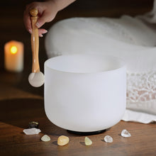 Load image into Gallery viewer, CVNC 8 Inch White Frosted Quartz Crystal Singing Bowl for Sound Healing Meditation Yoga with Free Mallet
