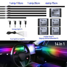 Load image into Gallery viewer, Full Color Streamer Car Ambient Lights RGB 64 Color Universal LED Interior Hidden Acrylic Strip Symphony Atmosphere Lamp
