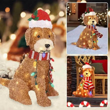 Load image into Gallery viewer, Christmas Lighted Goldendoodle Decor Waterproof LED Light Up Dog Figurine Wearing Xmas Hat
