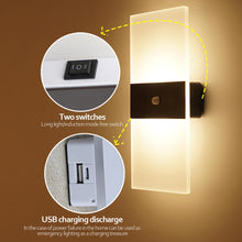 Load image into Gallery viewer, USB Rechargeable Wall Lights Home Indoor Motion Sensor Lighting Bedroom Bedside Lamp Corridor Stairway Decor Lights Wall Lamp
