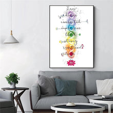 Load image into Gallery viewer, Seven Chakras Corresponding Healing Crystals Guide Canvas Paintings Posters Prints Wall Art Pictures for Yoga Room Decor Cuadros
