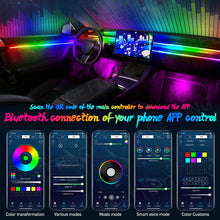 Load image into Gallery viewer, Full Color Streamer Car Ambient Lights RGB 64 Color Universal LED Interior Hidden Acrylic Strip Symphony Atmosphere Lamp
