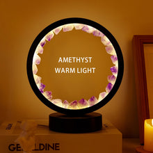 Load image into Gallery viewer, LED Rechargeable Bedside Lamp Natural Quartz Amethyst Cluster Night Lamp Bedroom Desk Network Circle Decorative Lights
