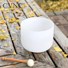 Load image into Gallery viewer, CVNC 8 Inch White Frosted Quartz Crystal Singing Bowl for Sound Healing Meditation Yoga with Free Mallet
