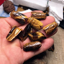 Load image into Gallery viewer, AAA Natural Tiger&#39;s Eye Rock Stone Quartz Cicada Carving Healing Crystal Gemstone Carved Cicadas Pendant W/ Hole Home Decor Gift
