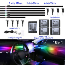 Load image into Gallery viewer, Full Color Streamer Car Ambient Lights RGB 64 Color Universal LED Interior Hidden Acrylic Strip Symphony Atmosphere Lamp
