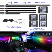 Load image into Gallery viewer, Full Color Streamer Car Ambient Lights RGB 64 Color Universal LED Interior Hidden Acrylic Strip Symphony Atmosphere Lamp
