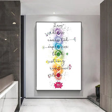 Load image into Gallery viewer, Seven Chakras Corresponding Healing Crystals Guide Canvas Paintings Posters Prints Wall Art Pictures for Yoga Room Decor Cuadros
