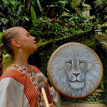 Load image into Gallery viewer, Handmade Shaman Drum Frame Drum With Lion Totem Sound Drum Musical Instrument Percussion Spirit Gifts For Meditation Yoga
