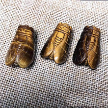 Load image into Gallery viewer, AAA Natural Tiger&#39;s Eye Rock Stone Quartz Cicada Carving Healing Crystal Gemstone Carved Cicadas Pendant W/ Hole Home Decor Gift
