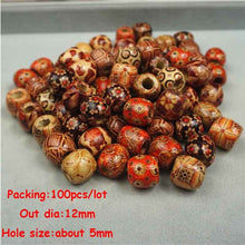 Load image into Gallery viewer, 20-500pcs/Lot 12mm Vintage Natural Big Hole Wooden Beads For Necklace Bracelet Charms for Diy Jewelry Making Hair Accessories
