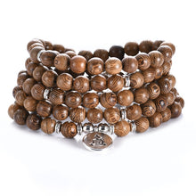 Load image into Gallery viewer, Prayer Beads Bracelet 108 Tibetan Buddhist Rosary Charm Mala Meditation Flower of Life Lucky Wenge Wooden Bracelet For Women Men
