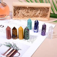 Load image into Gallery viewer, Natural crystal Single Point Healing Crystal Wand 6 Faceted Reiki Chakra Stones 8pcs/set
