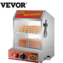 Load image into Gallery viewer, VEVOR 2-Tier Hot Dog Steamer Easy Cleaning Stainless Steel Spacious Electric Bun Warmer Cooker with Tempered Glass Slide Doors
