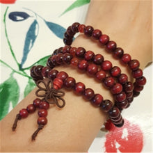 Load image into Gallery viewer, Prayer Beads Bracelet 108 Tibetan Buddhist Rosary Charm Mala Meditation Flower of Life Lucky Wenge Wooden Bracelet For Women Men
