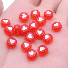 Load image into Gallery viewer, CHONGAI 100Pcs Fashion Jewelry Love Heart Acrylic Flat Round Beads for DIY Craft Jewelry Making
