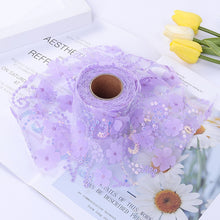 Load image into Gallery viewer, 10Yards 3D Flower Glitter Tulle Roll Width 7.5cm/10cm Crystal Sequin Organza DIY Craft Tutu Skirt
