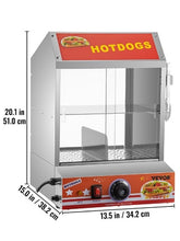 Load image into Gallery viewer, VEVOR 2-Tier Hot Dog Steamer Easy Cleaning Stainless Steel Spacious Electric Bun Warmer Cooker with Tempered Glass Slide Doors
