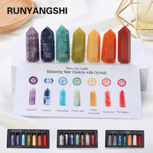 Load image into Gallery viewer, Runyangshi Natural Stone Chakras Rose Quartz Wand Yoga Balances Energy Crystal Point Set Ornaments Gifts
