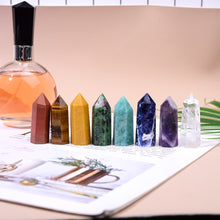 Load image into Gallery viewer, Natural crystal Single Point Healing Crystal Wand 6 Faceted Reiki Chakra Stones 8pcs/set
