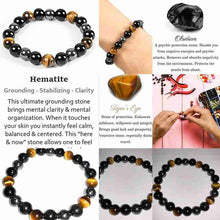 Load image into Gallery viewer, Natural Black Obsidian Hematite Tiger Eye Beads Bracelets Men for Magnetic Health Protection Women Soul Jewelry Pulsera Hombre
