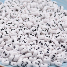 Load image into Gallery viewer, CHONGAI 100/500Pcs/500Gram Oblate Acrylic Letter Beads Single Alphabet White Round Bracelet Jewelry Beads&amp;Jewelry Making 4*7MM
