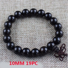 Load image into Gallery viewer, Yoga Buddhist Mala Natural EBONY Wooden Beads Buddha Bracelet Meditation Prayer Bracelet For Women Black Sandal Wood Jewelry
