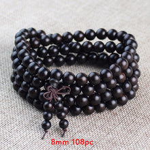 Load image into Gallery viewer, Yoga Buddhist Mala Natural EBONY Wooden Beads Buddha Bracelet Meditation Prayer Bracelet For Women Black Sandal Wood Jewelry
