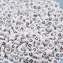 Load image into Gallery viewer, CHONGAI 100/500Pcs/500Gram Oblate Acrylic Letter Beads Single Alphabet White Round Bracelet Jewelry Beads&amp;Jewelry Making 4*7MM
