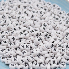 Load image into Gallery viewer, CHONGAI 100/500Pcs/500Gram Oblate Acrylic Letter Beads Single Alphabet White Round Bracelet Jewelry Beads&amp;Jewelry Making 4*7MM
